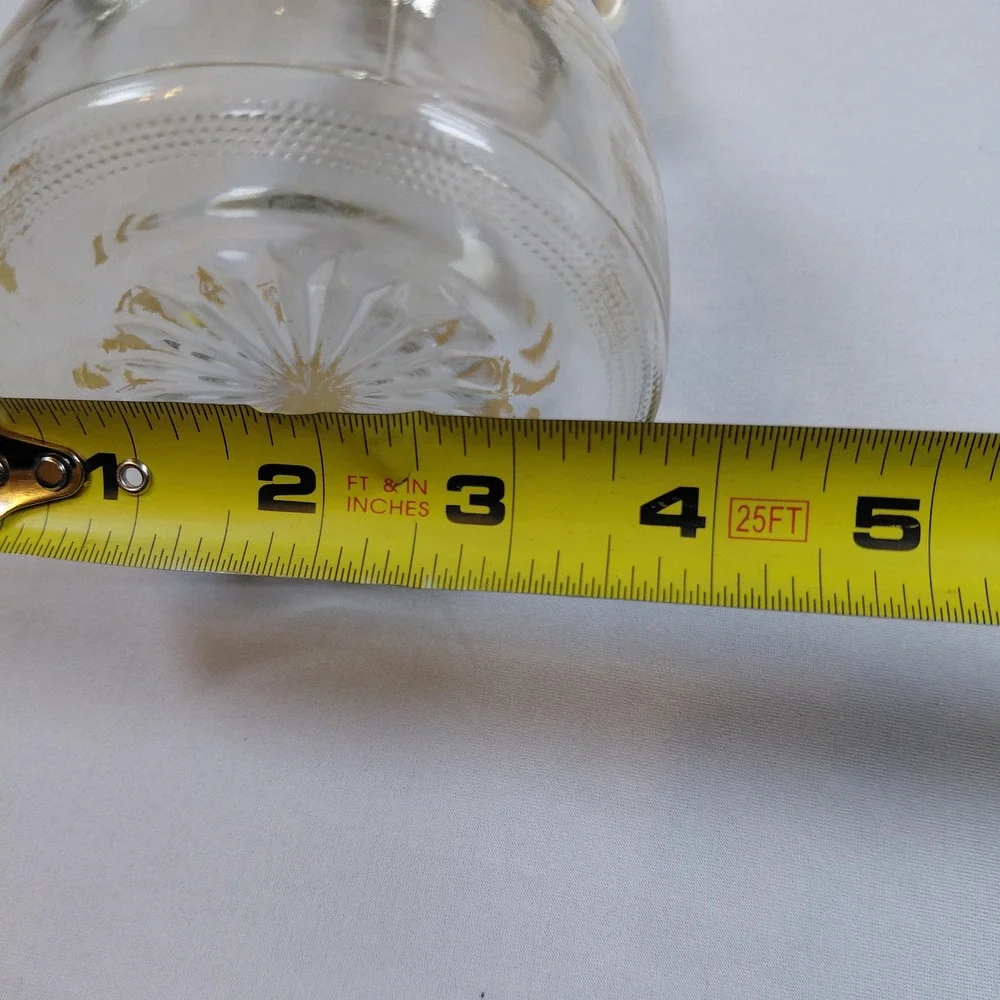 Vintage Log Cabin Syrup Pitcher Glass Dispenser Gold Atomic Starburst